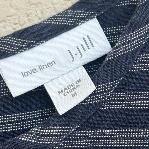 J.Jill Love 100% Linen Sleeveless Striped Shift Dress Navy Women’s Size Medium - Picture 4 of 6